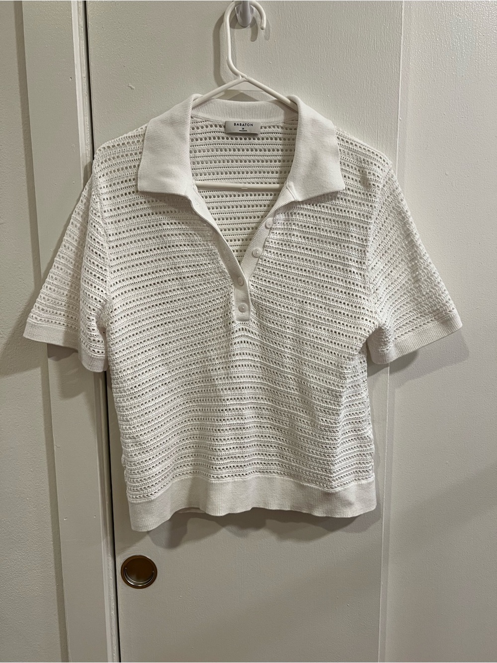 Babaton Open-Knit Polo Top